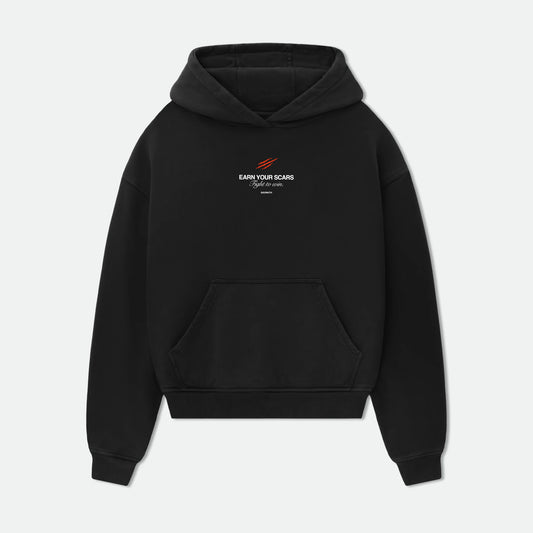 OVERSIZED "EARN YOUR SCARS" HOODIE - Black